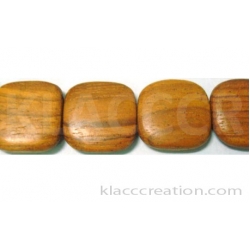 Bayong Flat Square Wood Beads 16x16x4-5mm Center Side Drilled