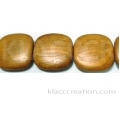 Bayong Flat Square Wood Beads 25x25x5-6mm Center Side Drilled