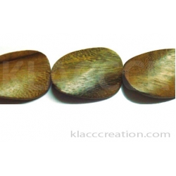 Robles Wood Twisted Oval Beads 25x35x4-5mm